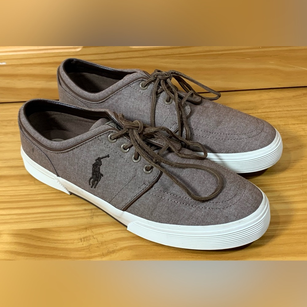 POLO Ralph Lauren Light Brown Faxon Low Shoes Size 11D EXCELLENT CONDITION
